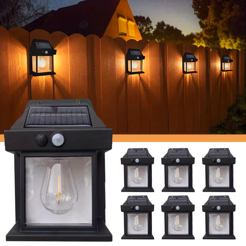 solar wall lamp illuminating garden