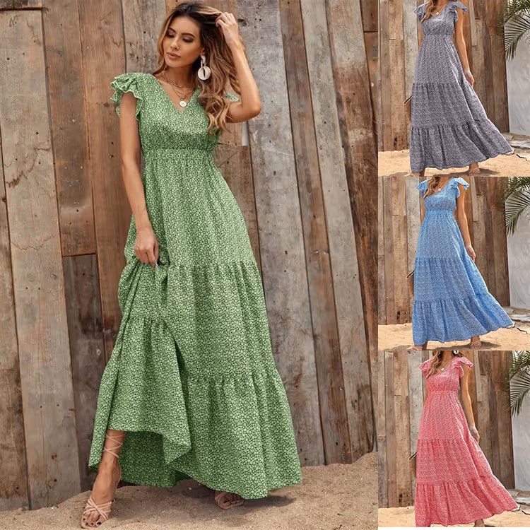 V-neck Printed Dress